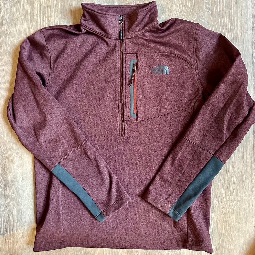 The North Face Mens1/2 Zip Pullover Fleece Lined Maroon Large